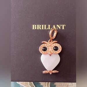 Brilliant Barcelona Owl Pendant Enhancer White Jade Black Onyx Eyes RARE